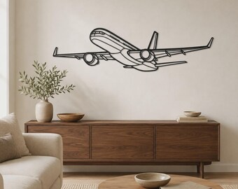 757-200 Angle, Minimalist Airplane Silhouette | Matte Black Metal Wall Art, Aviation Decor, Pilot Gift