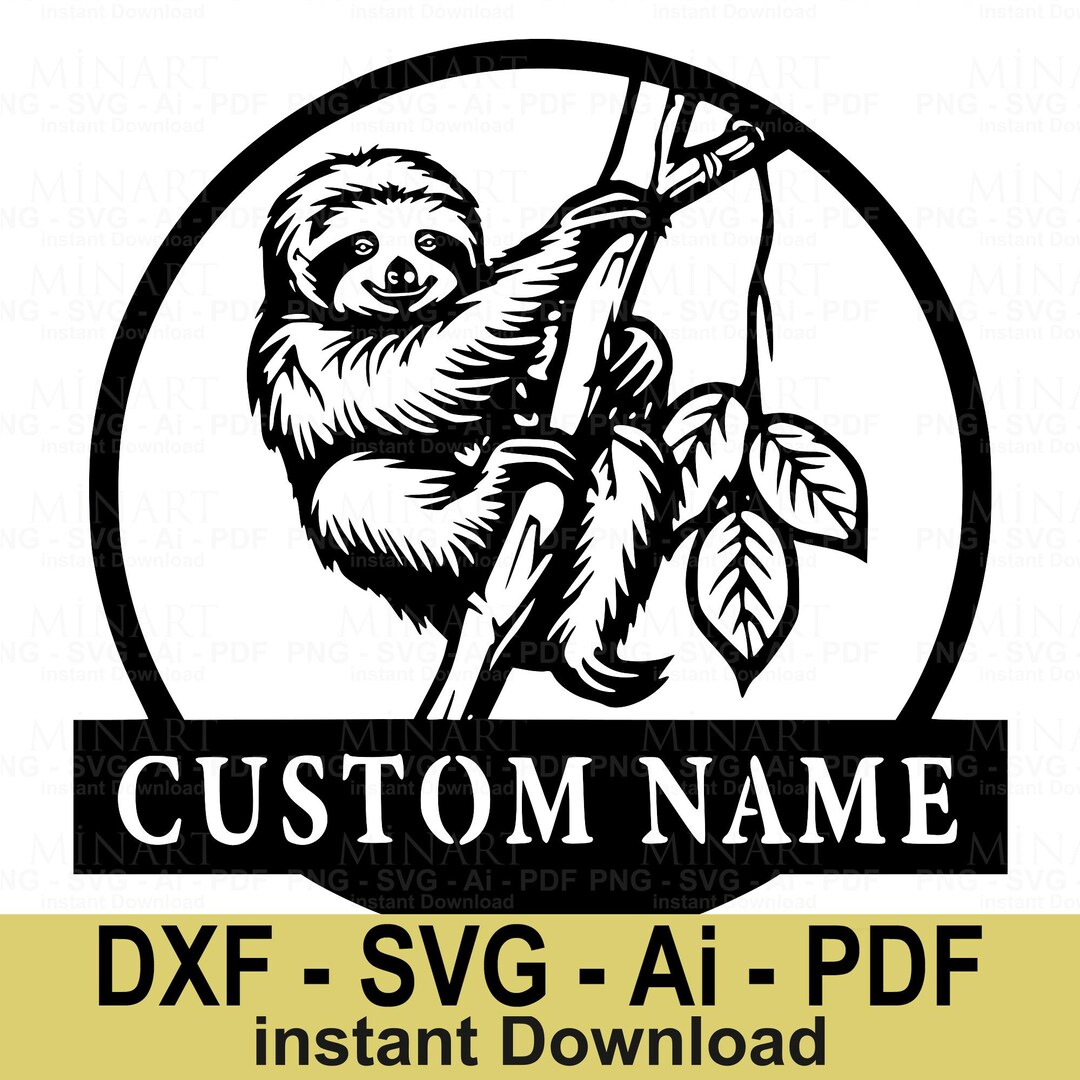 Custom Sloth Laser Cut Wall Art, Nursery Decor SVG DXF PDF (digital ...