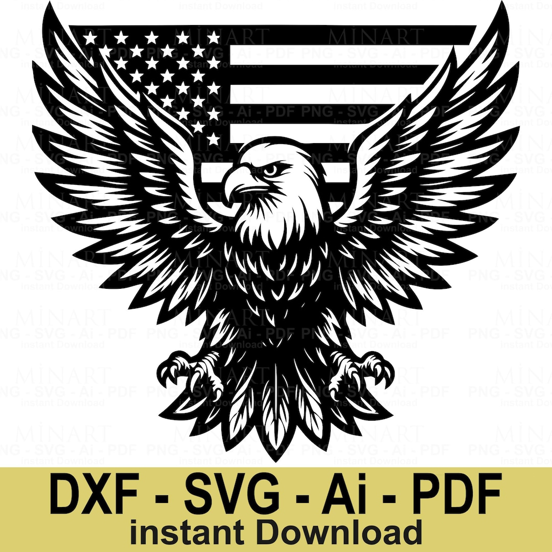 American Bald Eagle SVG Dxf Ai Pdf With USA Flag Patriotic Design for ...