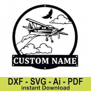 Benutzerdefinierte Flugzeug Wand Kunst Dxf svg, bereit für Laser Cut Vorlage, GlowForce oder Cricut-Datei