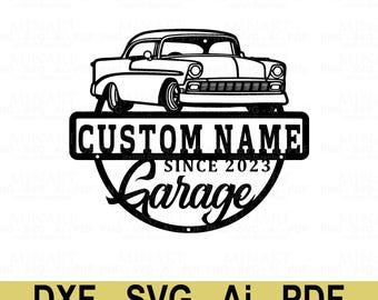 Vintage Car Garagenschild, Benutzerdefinierter Name, Laser Cut Datei (digitaler Download