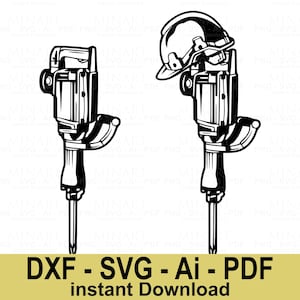 Construction Jackhammer Svg Dxf Png Pdf, Heavy Equipment Clipart Vector Cut File, Worker Tool Digital Design Download