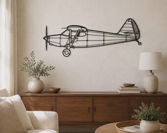 1947 108-2, Vintage Airplane Silhouette, Metal Wall Art | Matte Black Steel | Multiple Sizes