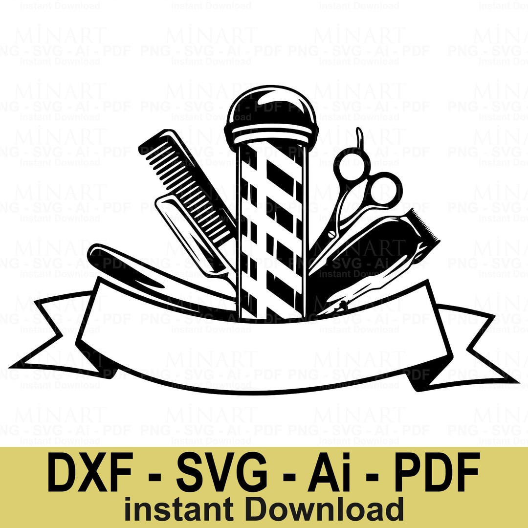 Barber Shop SVG Bundle, Barber Pole Comb Scissors Design, Hairstylist