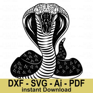 Cobra Snake SVG Digital File, Tribal Snake Vector Art Design, Reptile Clipart Instant Download for Cricut Silhouette