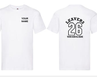 2026 Leavers T-shirt Signing T-shirt Primary School Secondary High School Choice of colours Personalised