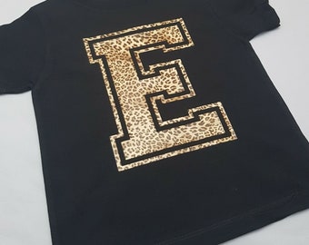 Personalised Leopard Print Initial / Letter / Number AGE 1 -13YRS Adult S-XXL