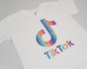 Tik Tok TikTok T-Shirt AGE1 -13YRS Adult S-XXL RAINBOW WHITE