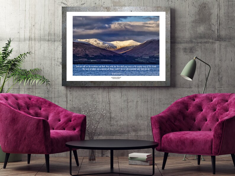 Scotland Loch Lomond Mountain photograph print with quote image 1