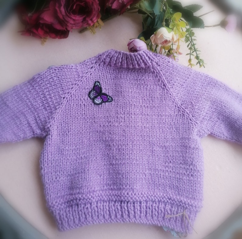 Handmade Baby cardigan for 6-9 months, hand-knit sweater for baby, knitted sweater, handmade cardigan, handmade sweater for girl image 4