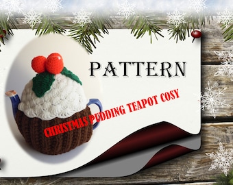 PATTERN for Christmas pudding teapot cosy Christmas decoration / Knitted Christmas pudding teapot cosy Crochet Christmas pudding teapot cosy