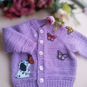 Handmade Baby cardigan for 6-9 months, hand-knit sweater for baby, knitted sweater, handmade cardigan, handmade sweater for girl image 2