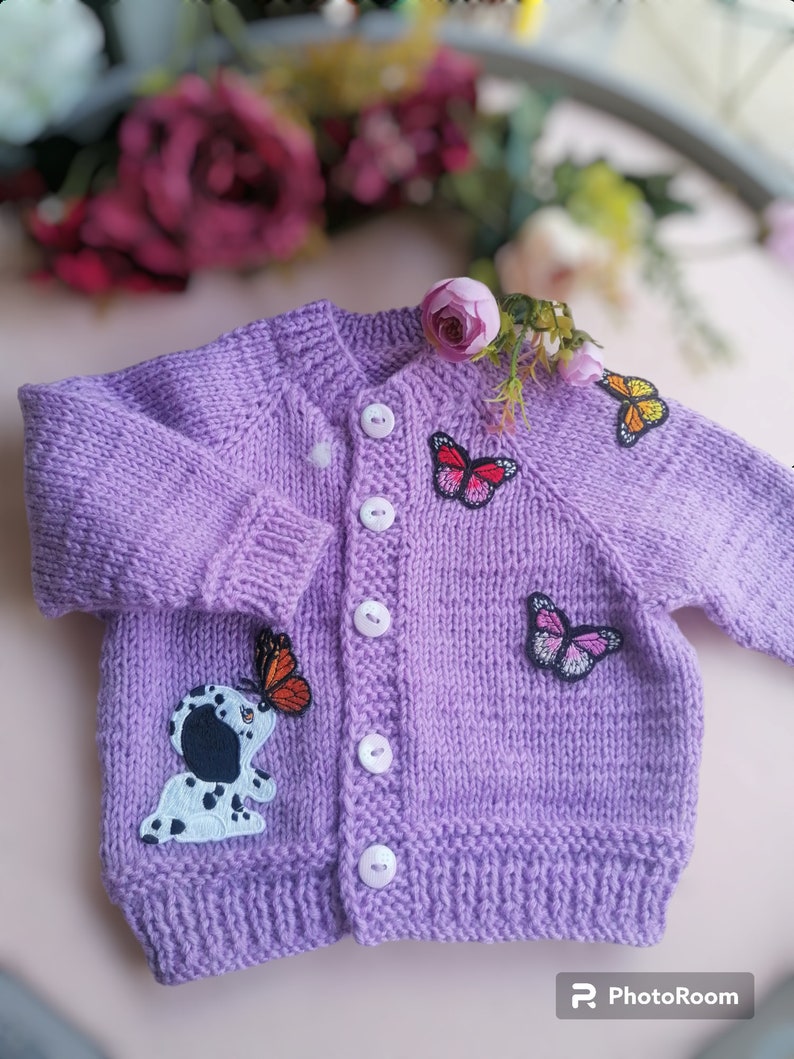 Handmade Baby cardigan for 6-9 months, hand-knit sweater for baby, knitted sweater, handmade cardigan, handmade sweater for girl image 2