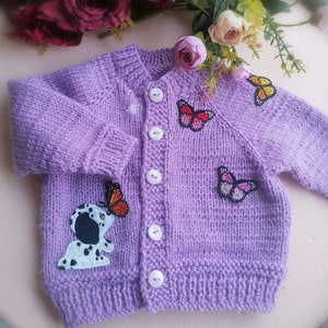 Handmade Baby cardigan for 6-9 months, hand-knit sweater for baby, knitted sweater, handmade cardigan, handmade sweater for girl image 1