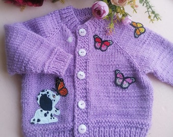 Handmade Baby cardigan for 6-9 months, hand-knit sweater for baby, knitted sweater, handmade cardigan, handmade sweater for girl