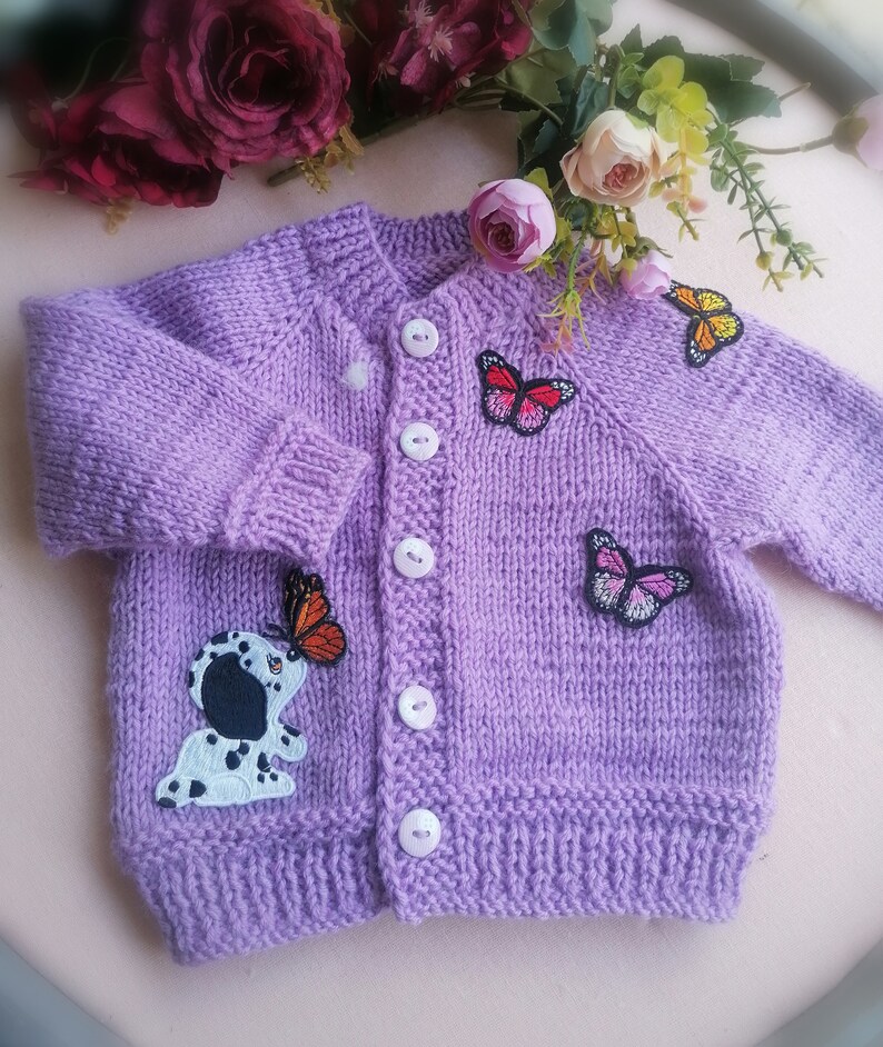 Handmade Baby cardigan for 6-9 months, hand-knit sweater for baby, knitted sweater, handmade cardigan, handmade sweater for girl image 1