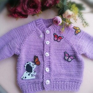 Handmade Baby cardigan for 6-9 months, hand-knit sweater for baby, knitted sweater, handmade cardigan, handmade sweater for girl image 3