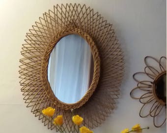 Vintage rattan Sun mirror
