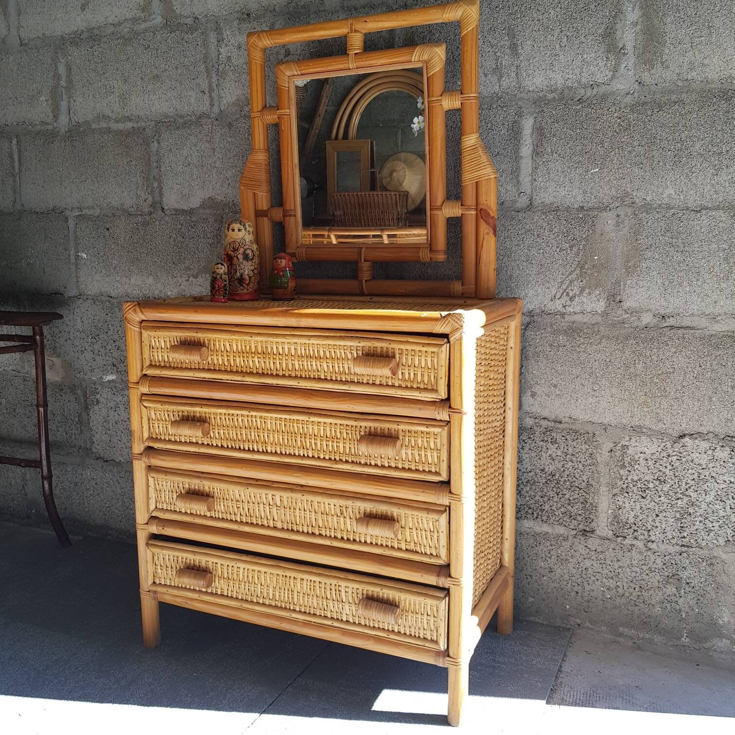 Commode coiffeuse Rotin