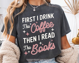 Book Lover T-Shirt Design – Coffee and Books DTF Design