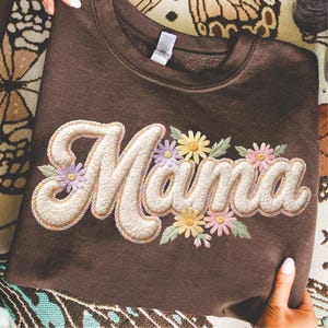 Faux Embroidery Mama PNG | Floral Mother's Day Shirt