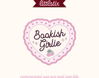 Book Lover Heart SVG: Trendy Bookish Girlie Graphic (Digital Download