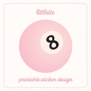 Bola 8 rosa SVG / Bola 8 de la suerte PNG Clipart / Gráfico de la suerte de moda / Descarga digital de bola 8 retro / Diseño para sentirse afortunado