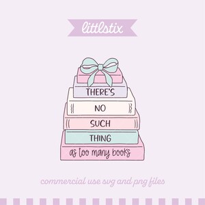 Book Stack PNG – Too Many Books SVG for Stickers