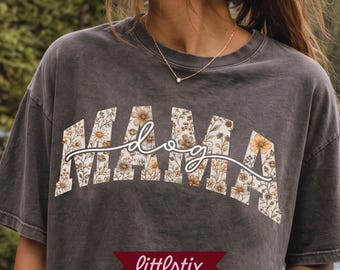 Wildflower Dog Mama PNG, Vintage Floral Graphic Tee Design