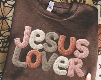 Amoureux de Jésus PNG - Texte en fausse laine tricotée confortable