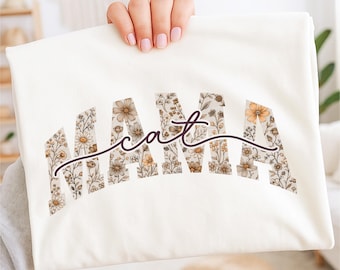 Vintage Floral Cat Mama PNG - Cottagecore Wildflower Sublimation Design