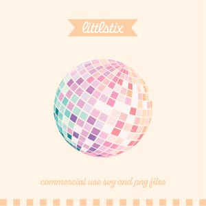 Retro Disco Ball Clipart: SVG, PNG Digital Download