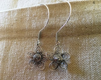 silver 925 Earrings Studs Flower beautiful and genuine