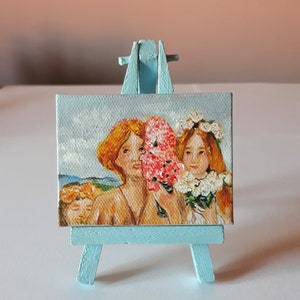Frühling, Alma Tadema, handgemalt, Acrylbild, Kunst, Minigemälde, Geschenk für Kunstliebhaber, Made in Italy, Bild, Gemälde