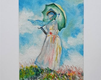 Claude Monet, Woman with parasol, Monet reproduction, impressionism painting, Monet painting, Monet artwork, handpainted, art Monet art,