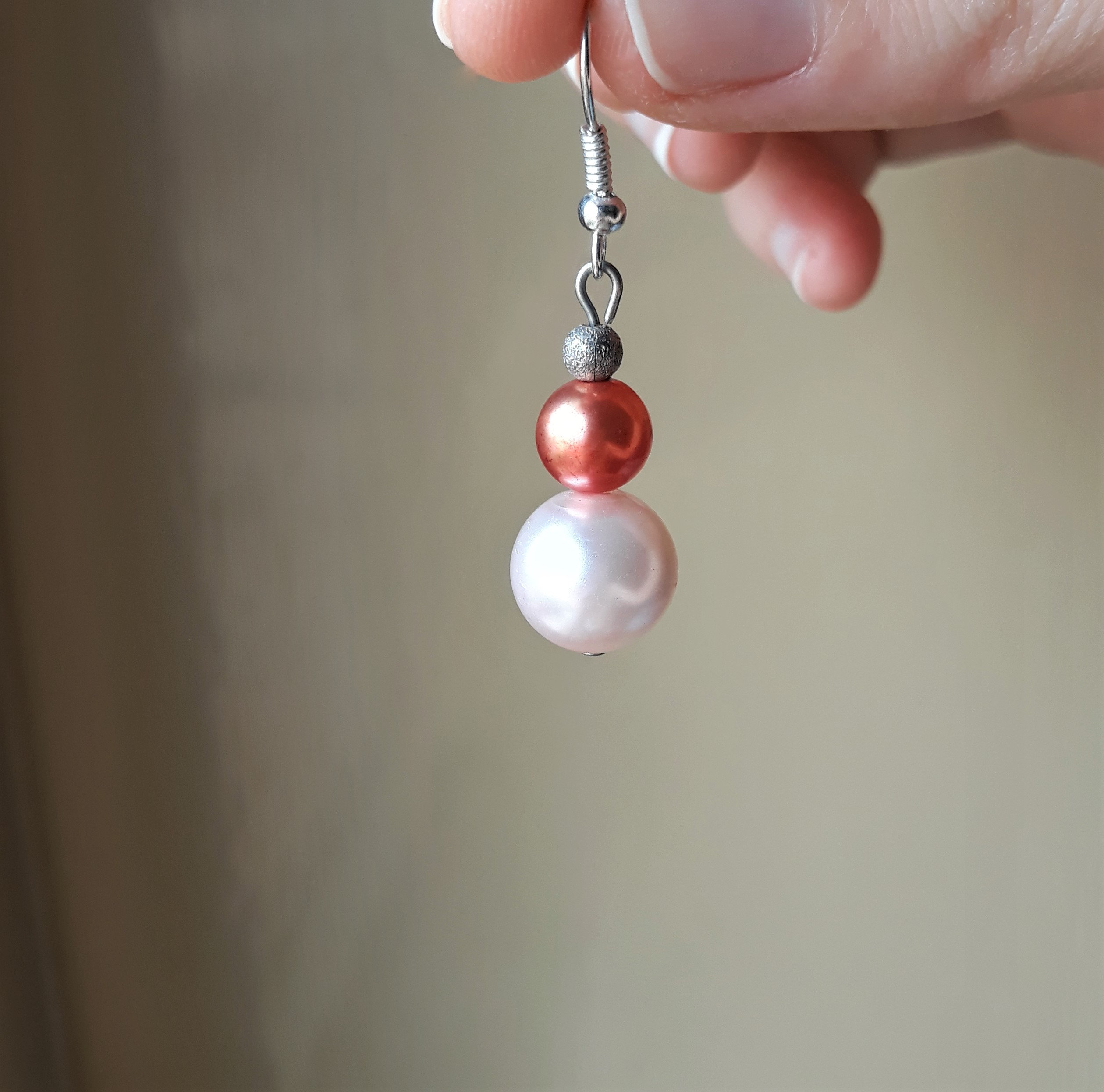 Bow Pearl Earrings, Tulle Earrings, Bow Earrings, Pearl Pink