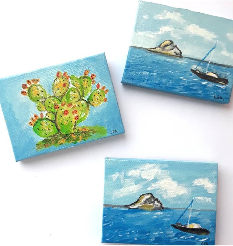 Mini personalized painting, custom painting from photo, mini acrylic painting, personalized gift, painting on mini canvas original, gift 画像 3