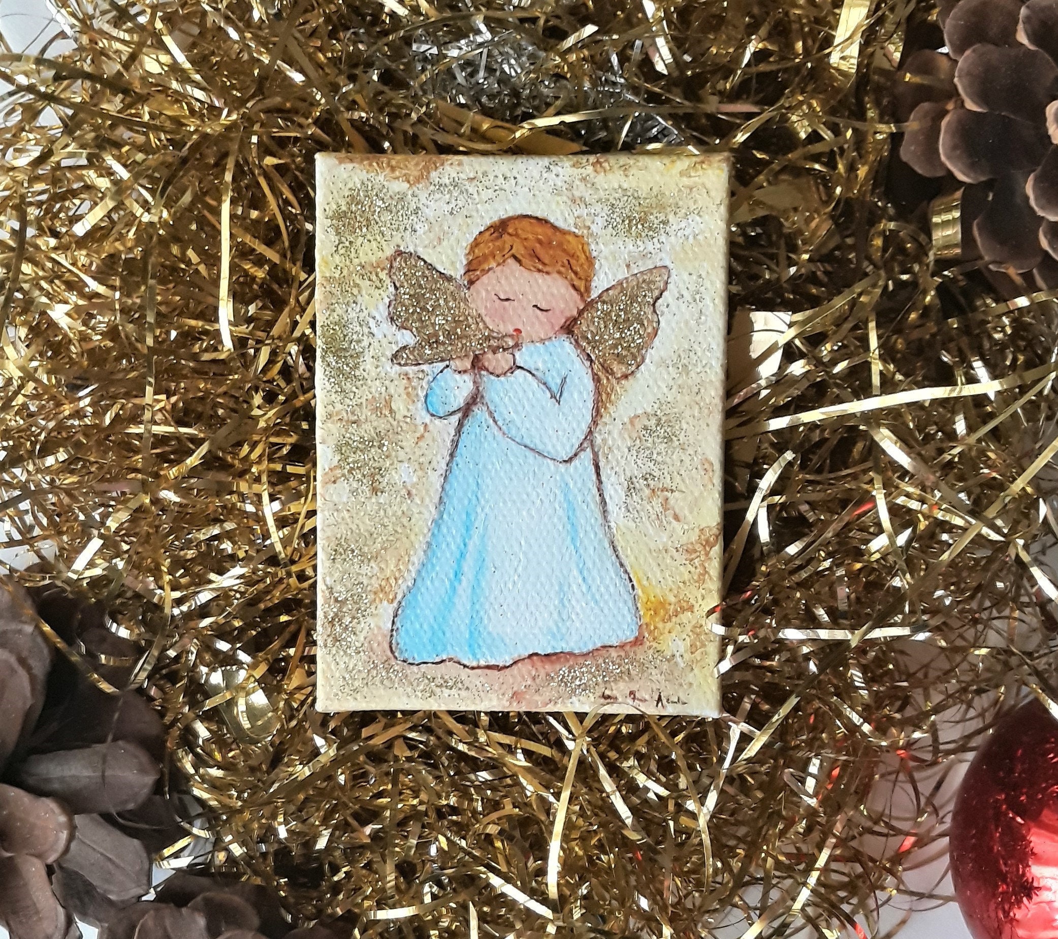 Yeesam Art - Dipinto da numeri, per adulti e bambini, motivo: angelo, 40,6 x 50,8 cm, su tela di lino