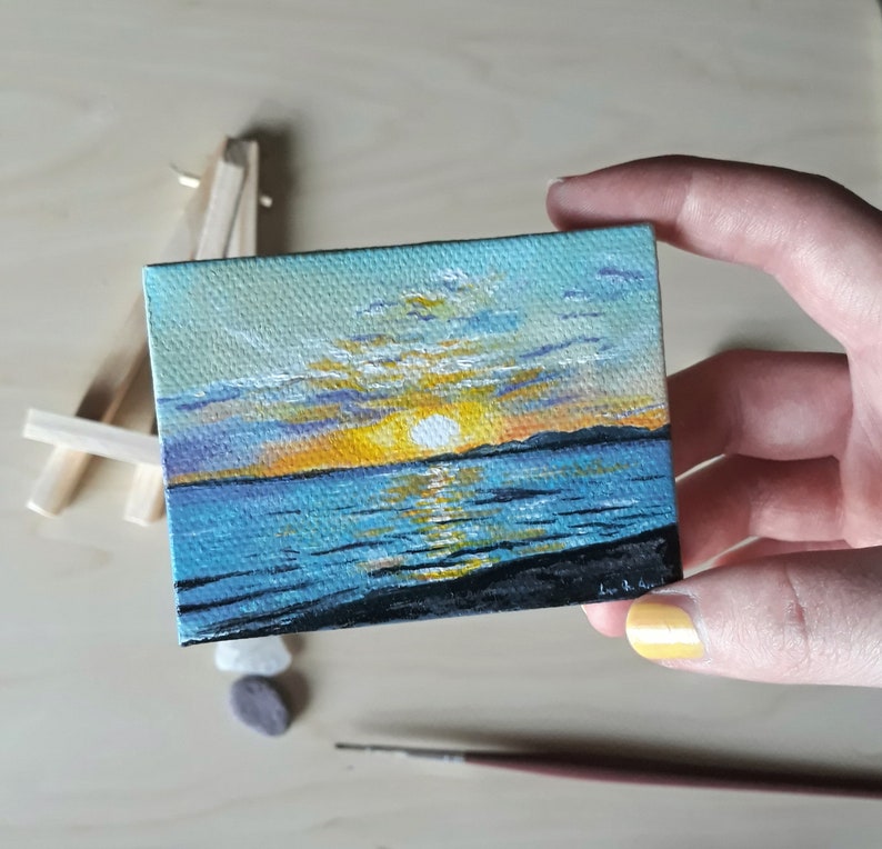 Mini personalized painting, custom painting from photo, mini acrylic painting, personalized gift, painting on mini canvas original, gift 画像 4