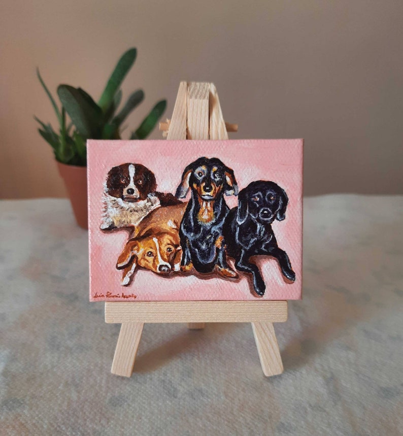 Mini personalized painting, custom painting from photo, mini acrylic painting, personalized gift, painting on mini canvas original, gift 画像 10