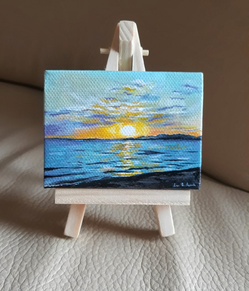 Mini personalized painting, custom painting from photo, mini acrylic painting, personalized gift, painting on mini canvas original, gift 画像 7