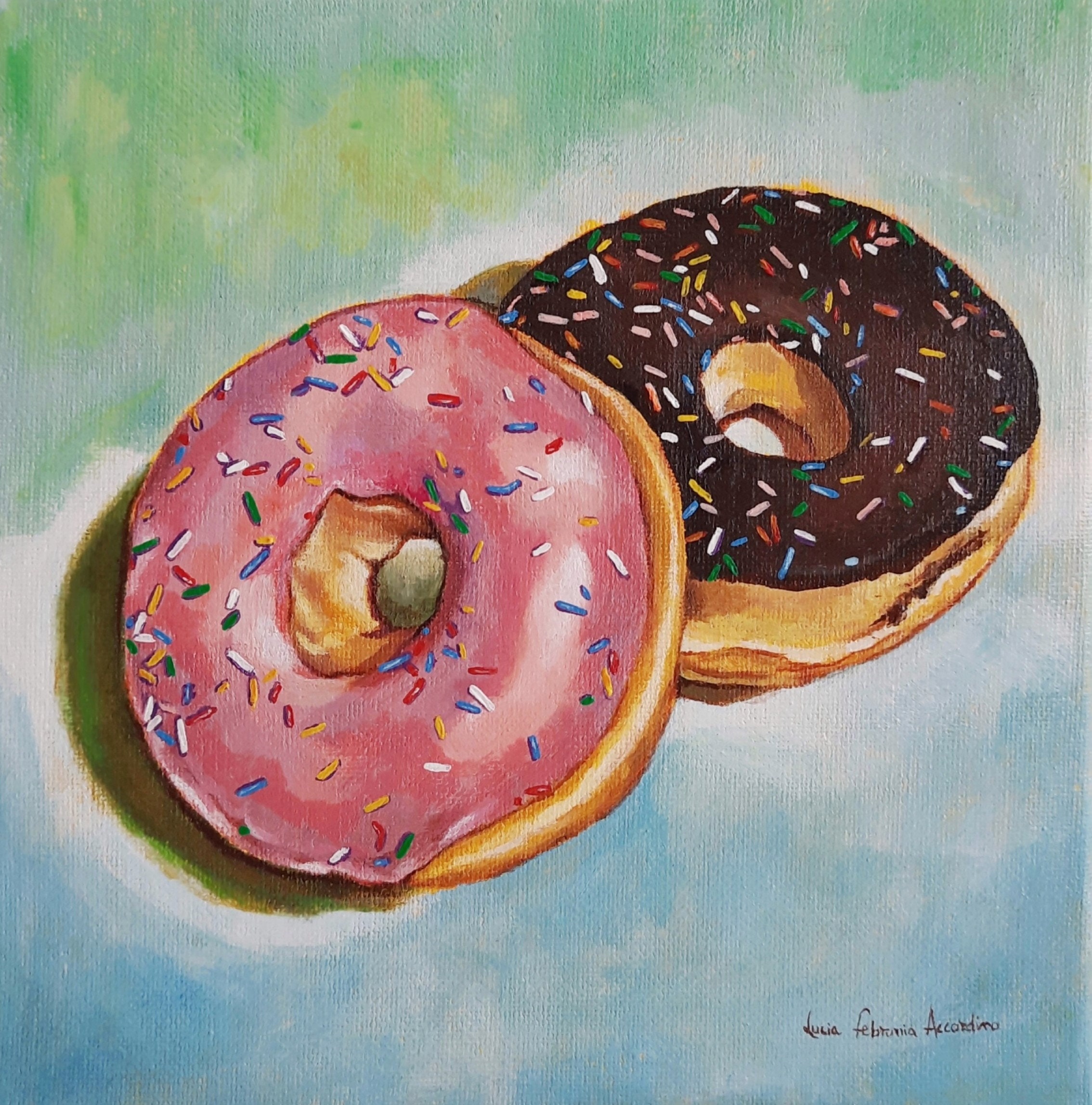 Donuts, donut artwork, food art for kitchen, food painting original, donut art,food art painting, food artwork, gift for bartender, acrylic