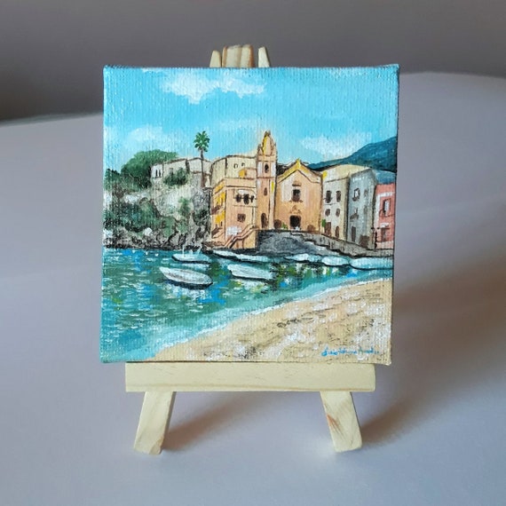Mini quadri personalizzati, luoghi del cuore ricordi, quadri fatti a mano,  regali personalizzati, mini dipinto su ordinazione, paesaggio -  Italia