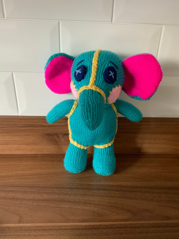 Inspired Hand Knitted Elephant Soft Toy/plush Etsy