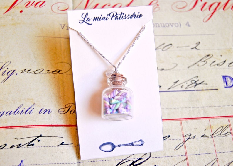 food jewelry bottle necklace Handmade miniature polymer clay marshmallow bottle necklace miniature food jewelry