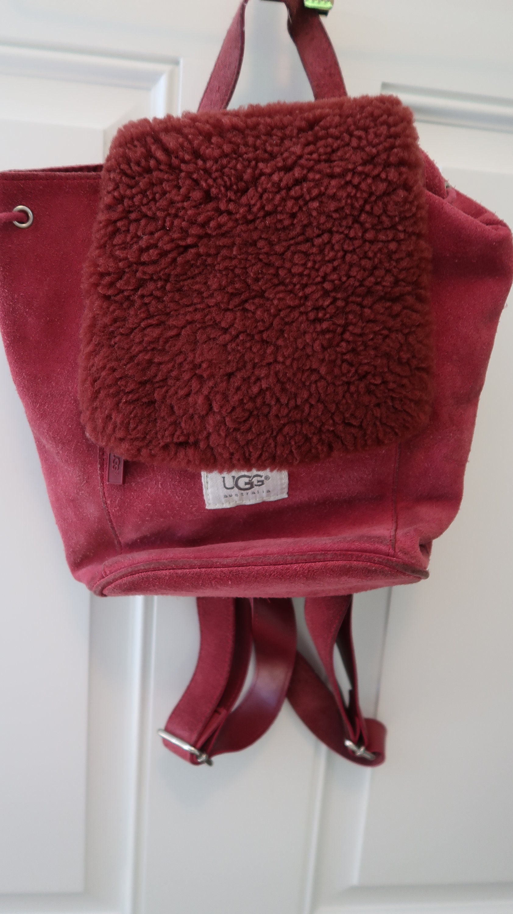 UGG Australia Suede Leather Sheepskin Small Backpack Deep Rose