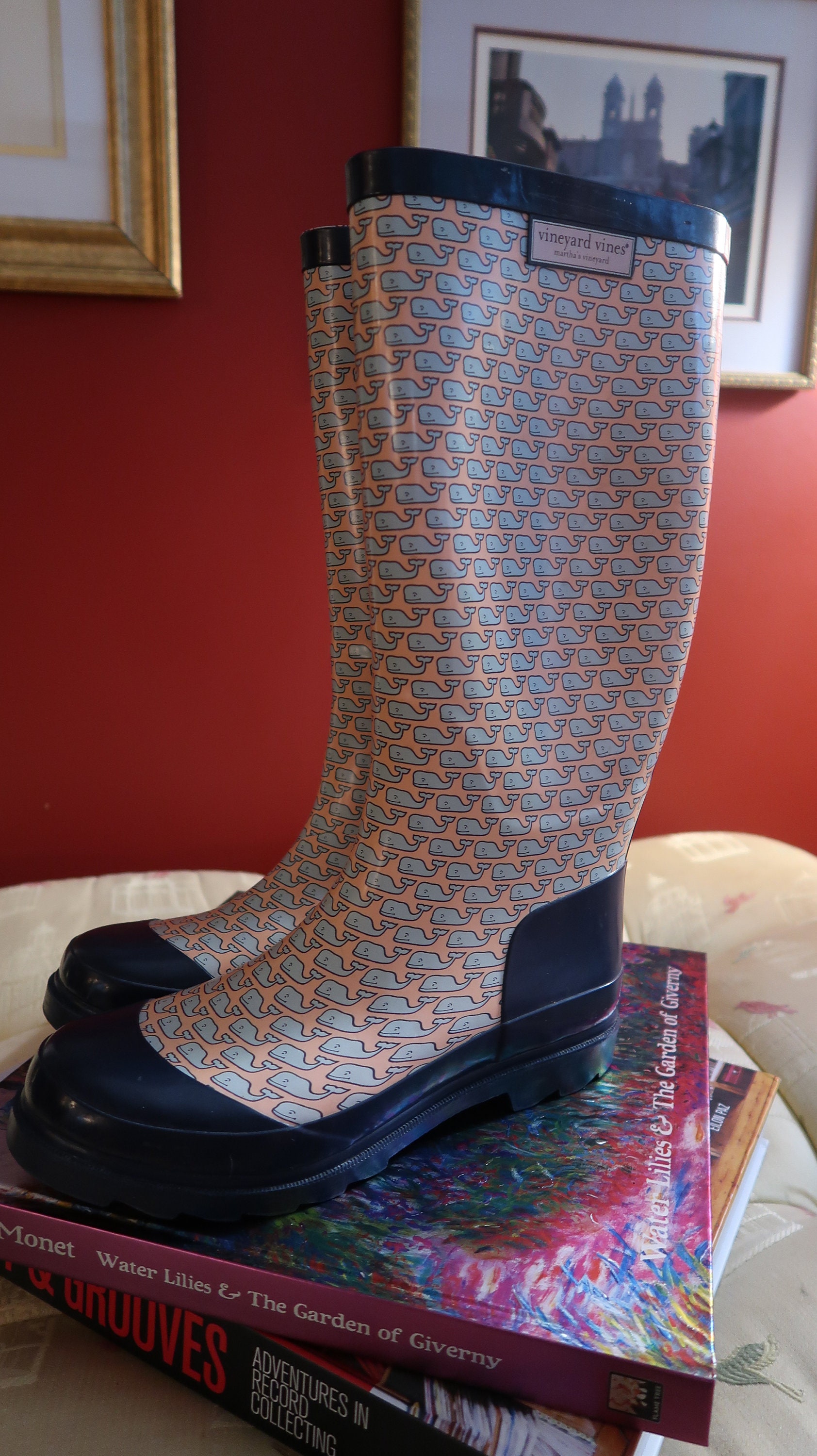 Evshine Women's Knee High Rain Boots - Narrow Calf - Fashion  Waterproof Tall Wellies Rain Shoes，Glossy Black，6