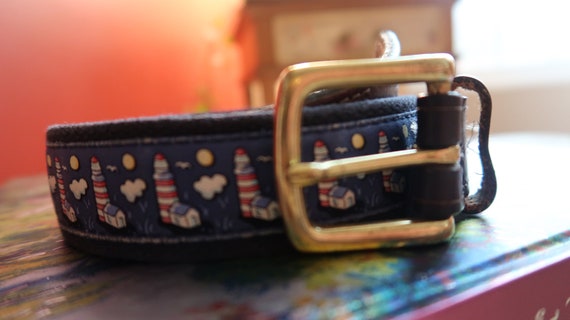 Vintage Men's Belt Lighthouse Vineyard Vines Belt… - image 1