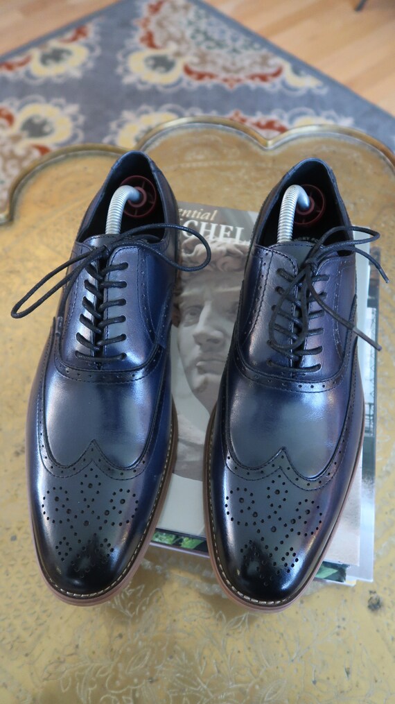 Stacy Adams Blue Oxford Shoes with Brogue Detailing Stacy Adams Tinsley Wingtip Oxford Mens Shoes Cobalt Multi  main image 4
