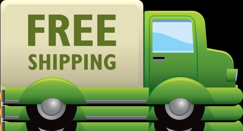 May include: A green delivery truck with a white box on the back that says "FREE SHIPPING" in green letters.